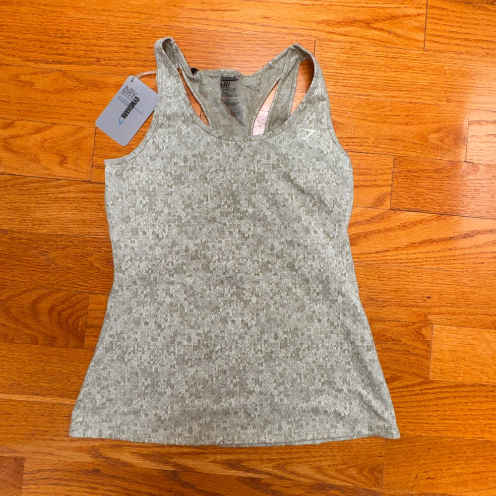 🌸Gymshark Heather Gray/green Racerback Tank